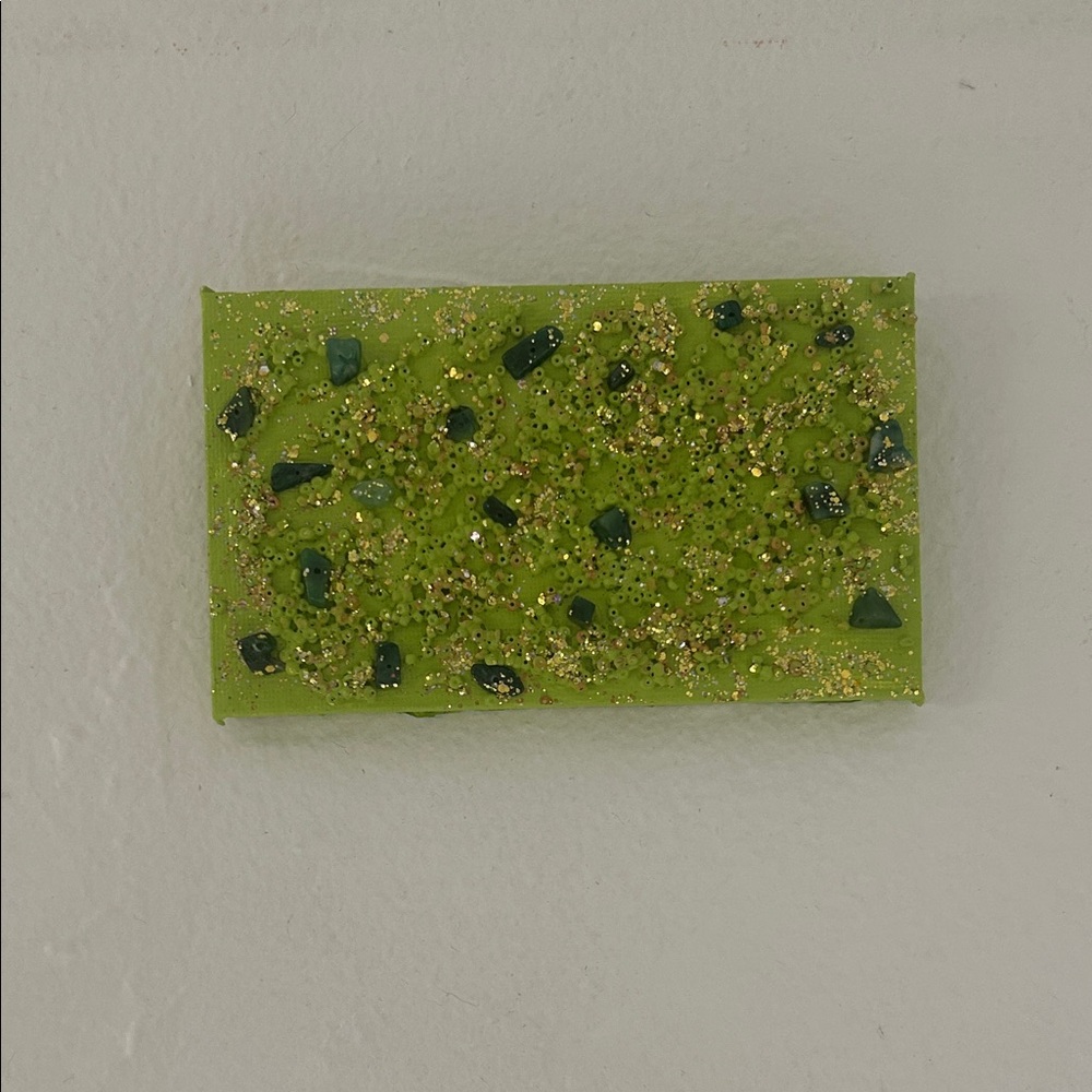 Mini Green Decorative Wall Art Panel with Gold Accents